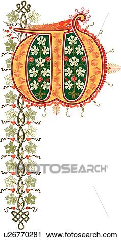 Clipart - Cinderella letter W. Fotosearch