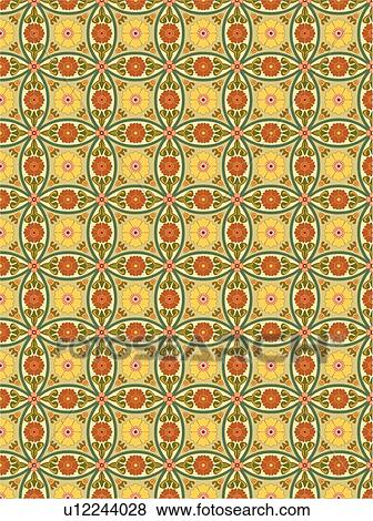 Clip Art - Circle and floral background pattern. Fotosearch