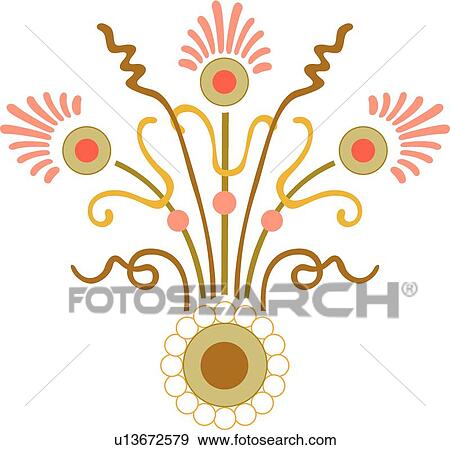 Clip Art - Circle flowers and lines. Fotosearch