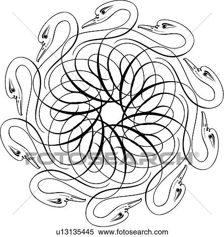 Circle of Swans Calligraphic Design View Large Clip Art Graphic Clipart - Circle of Swans Calligraphic Design. Fotosearch