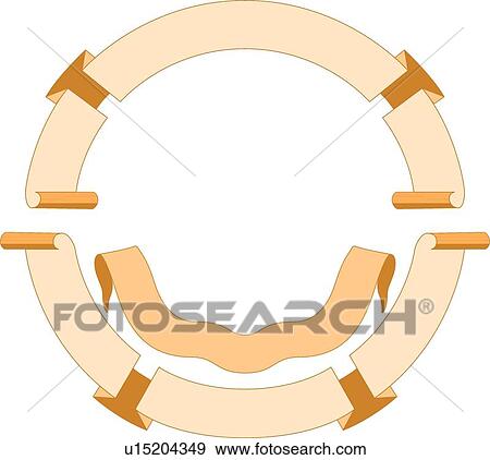 Clip Art - Circle ribbon peach frame. Fotosearch