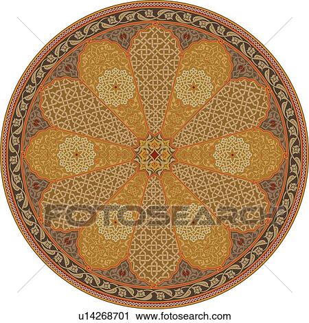 Circular brown, red and gold flower pattern Arabesque Design View Large Clip Art Graphic Clipart - Circular brown, red and gold flower pattern Arabesque Design. Fotosearch