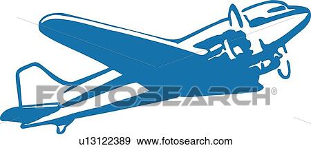 Classic blue plane View Large Clip Art Graphic Clip Art - Classic blue plane . Fotosearch