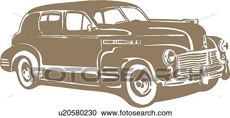Clipart - Classic brown car. Fotosearch