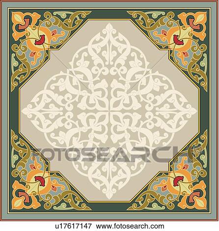 Clip Art - Colorful Arabesque Design. Fotosearch