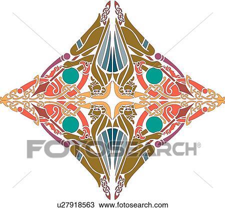 Colorful bird and faces Design Ornament View Large Clip Art Graphic Clipart - Colorful bird and faces Design Ornament. Fotosearch