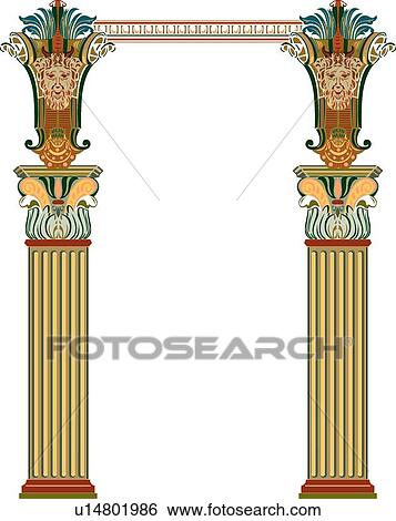 Colorful columns with faces and cornice Design Ornament View Large Clip Art Graphic Clip Art - Colorful columns with faces and cornice Design Ornament. Fotosearch