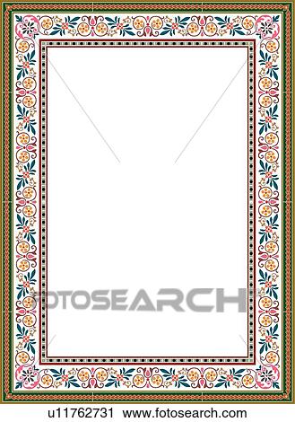 Clipart - Colorful Floral Arabesque Border. Fotosearch