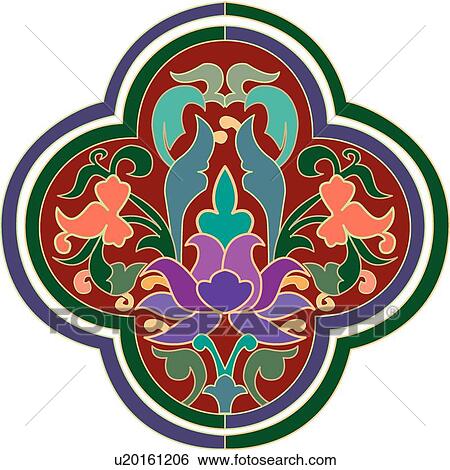 Colorful Floral Arabesque Design View Large Clip Art Graphic Clip Art - Colorful Floral Arabesque Design. Fotosearch