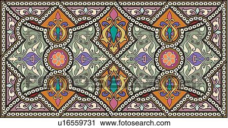 Colorful Floral Arabesque Design View Large Clip Art Graphic Clipart - Colorful Floral Arabesque Design. Fotosearch