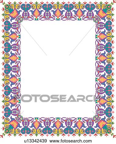 Colorful flower arabesque Border View Large Clip Art Graphic Clip Art - Colorful flower arabesque Border. Fotosearch