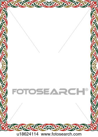 Colorful pink, green, and blue knot arabesque Border View Large Clip Art Graphic Clipart - Colorful pink, green, and blue knot arabesque Border. Fotosearch
