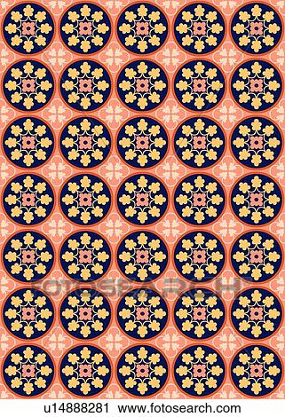 Clipart - Coral and black floral background pattern. Fotosearch