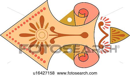 Clip Art - Coral and brown lines. Fotosearch