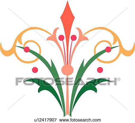Coral and gold flower design View Large Clip Art Graphic Clip Art - Coral and gold flower design . Fotosearch