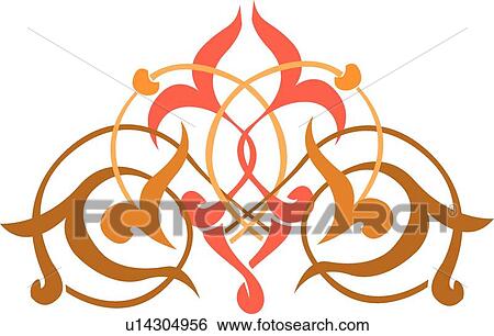 Coral brown and orange fancy design View Large Clip Art Graphic Clip Art - Coral brown and orange fancy design . Fotosearch