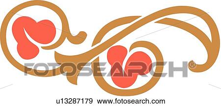 Coral flower with brown swirl leaves View Large Clip Art Graphic Clip Art - Coral flower with brown swirl leaves . Fotosearch