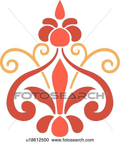 Coral red and gold design View Large Clip Art Graphic Clipart - Coral red and gold design . Fotosearch
