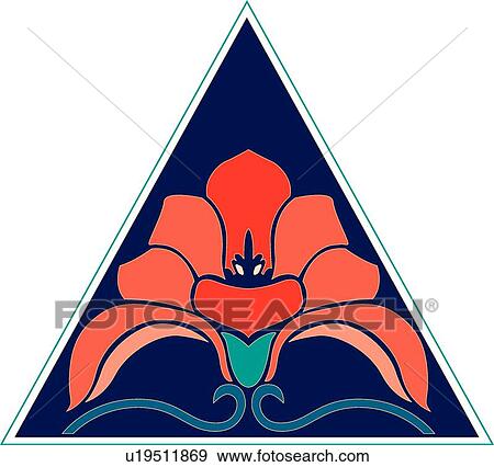Coral, teal and blue flower triangle Design Ornament View Large Clip Art Graphic Clip Art - Coral, teal and blue flower triangle Design Ornament. Fotosearch