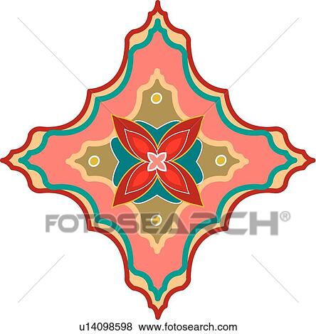 Clip Art - Coral teal and red diamond design . Fotosearch