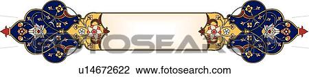 Clipart - Cream banner with floral pattern . Fotosearch