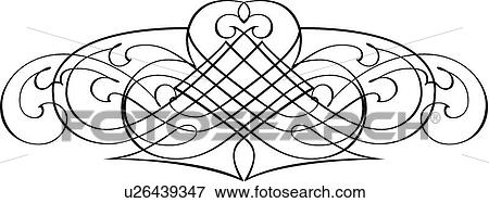 Clip Art - Crisscross and curved Calligraphic Design header. Fotosearch