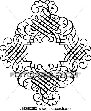 Clipart - Crisscrossed Calligraphic Design frame. Fotosearch