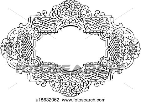 Clipart - Crisscrossed Calligraphic Design of a frame. Fotosearch