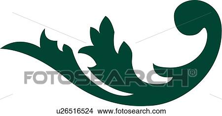 Clipart - Curling green leaf illustration. Fotosearch