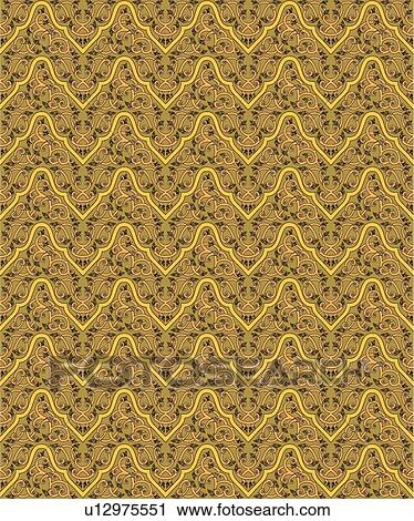 Clipart - Curvy gold line background pattern. Fotosearch