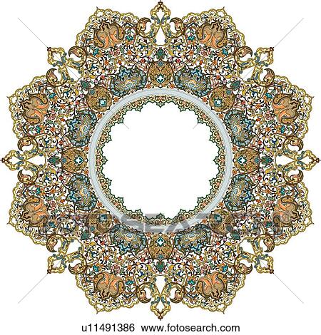 Delicate green, brown and orange Arabesque Design View Large Clip Art Graphic Clip Art - Delicate green, brown and orange Arabesque Design. Fotosearch