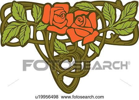 Design Ornament with Two Red Roses View Large Clip Art Graphic Clip Art - Design Ornament with Two Red Roses. Fotosearch