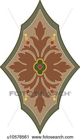 Diamond Shape Brown and Green Design Ornament View Large Clip Art Graphic Clipart - Diamond Shape Brown and Green Design Ornament. Fotosearch