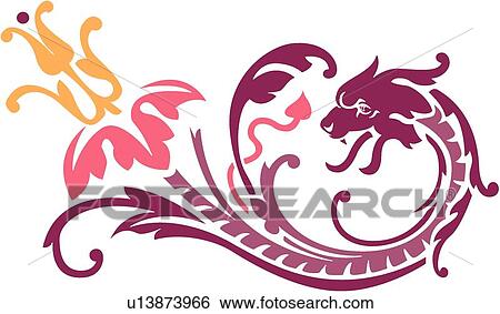 Dragon with a flower tail View Large Clip Art Graphic Clip Art - Dragon with a flower tail . Fotosearch