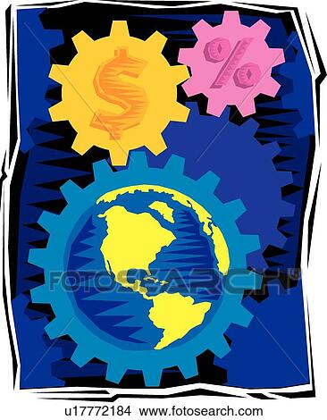 Earth and gears View Large Clip Art Graphic Clipart - Earth and gears . Fotosearch