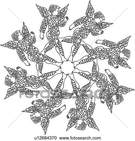 Eight Calligraphy Cherubs View Large Clip Art Graphic Clipart - Eight Calligraphy Cherubs. Fotosearch