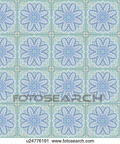Clipart - Elegant blue and green floral background pattern. Fotosearch