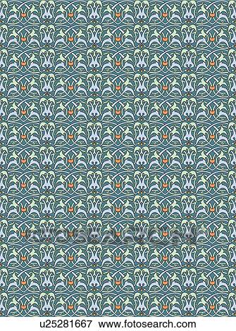 Clip Art - Fancy aqua and mint floral background pattern . Fotosearch