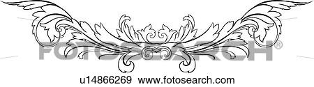 Fancy black and white line Design Ornament View Large Clip Art Graphic Clip Art - Fancy black and white line Design Ornament. Fotosearch
