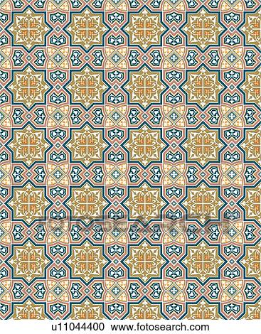 Clipart - Fancy brown pink and blue background pattern. Fotosearch