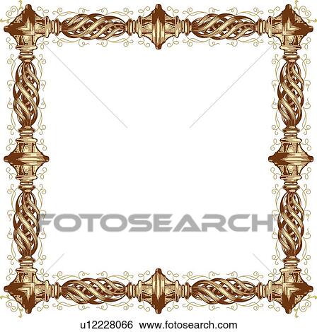Clip Art - Fancy brown square frame. Fotosearch