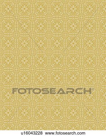 Clip Art - Fancy cream and gold background pattern. Fotosearch