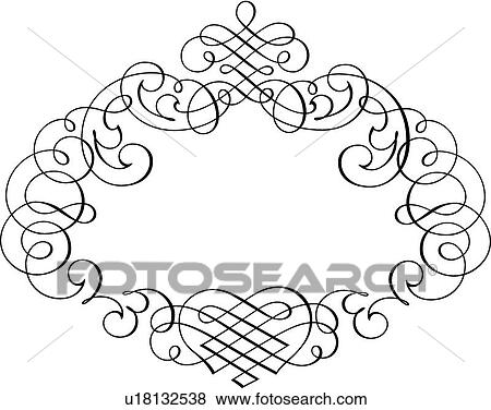 Clip Art - Fancy decorative Calligraphic frame design. Fotosearch