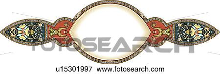 Clip Art - Fancy detailed banner in gold green red with copy space. Fotosearch