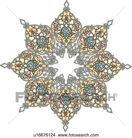 Clipart - Fancy detailed design floral star. Fotosearch
