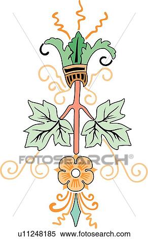 Clipart - Fancy flower and leaves . Fotosearch