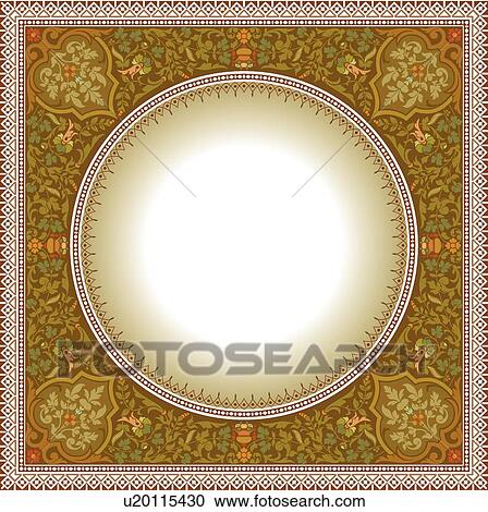 Clipart - Fancy gold and green copy space frame. Fotosearch