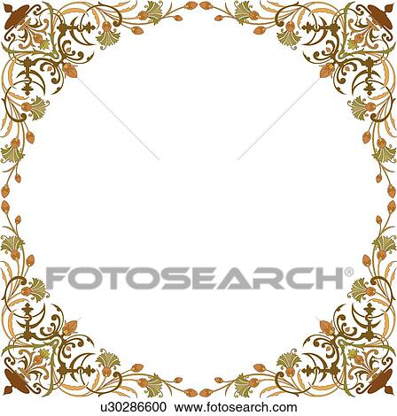 Fancy gold and green leaf frame View Large Clip Art Graphic Clipart - Fancy gold and green leaf frame. Fotosearch