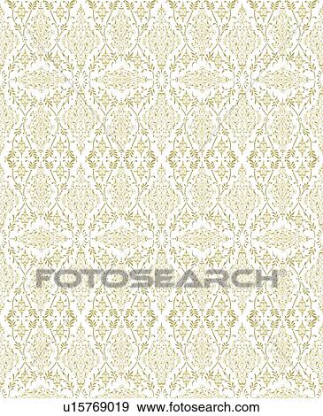 Clip Art - Fancy green and white background pattern. Fotosearch