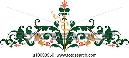 Fancy green pink and gold header View Large Clip Art Graphic Clipart - Fancy green pink and gold header . Fotosearch